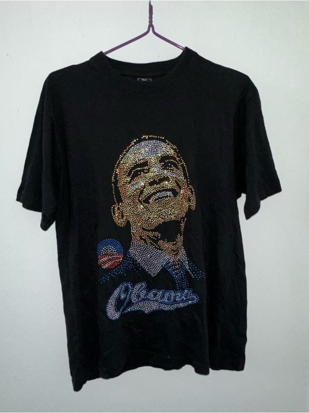 barack obama sparkly bedazzled promotional campaign tee